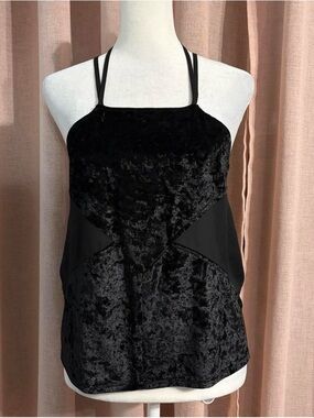 Black Tobi Velvet Halter Tank Top Sz Large